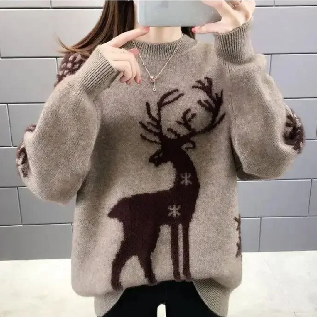 Berg-Feldt | Sweater - Bequemer Weihnachts-Pullover mit Rentier