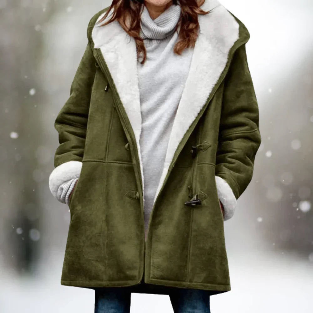 Berg-Feldt | Hochwertige Fleecejacke Aus Wildleder mit Halblanger Kapuze
