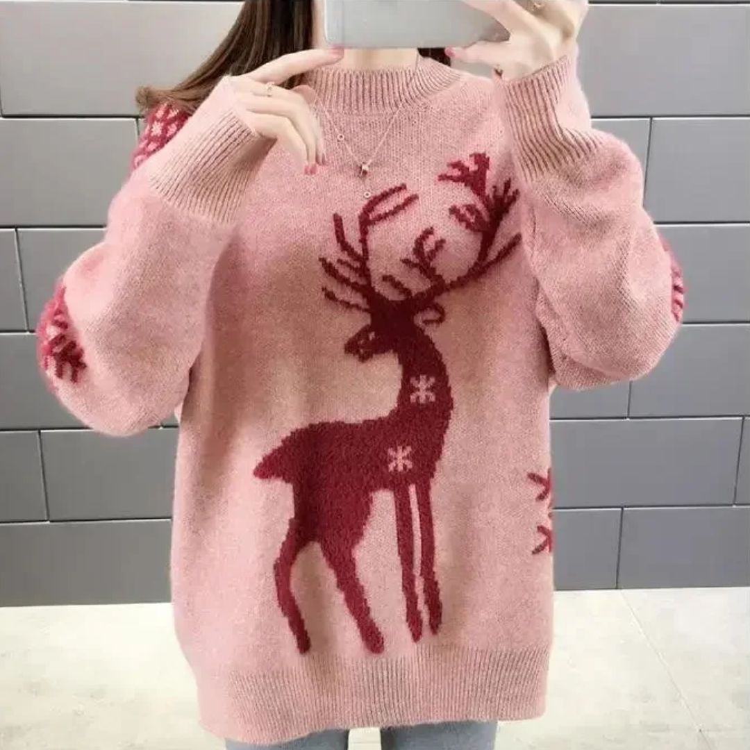 Berg-Feldt | Sweater - Bequemer Weihnachts-Pullover mit Rentier