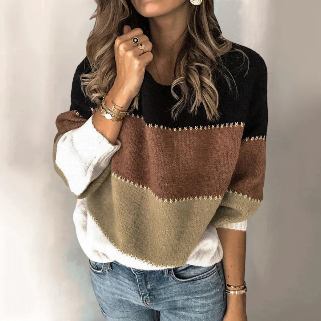 Berg-Feldt | Gestreifter Pullover mit Farbkontrast