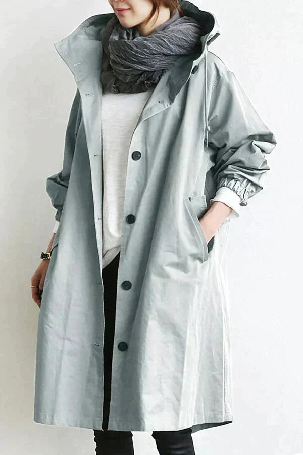 Berg-Feldt | Trenchcoat - Lange Passform - Kapuze und Knöpfe - Verstellbare Manschetten - Taschen