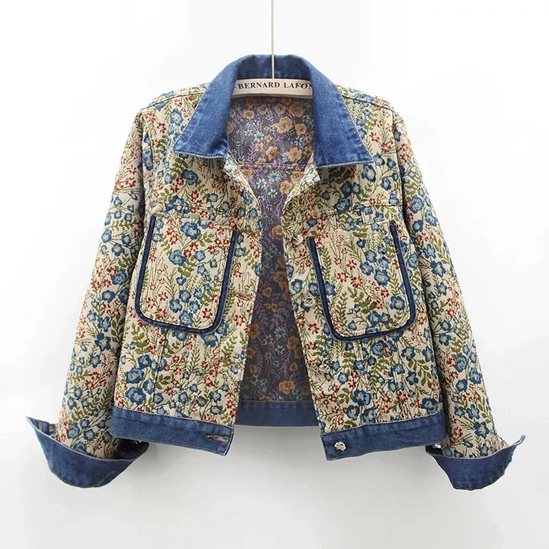 Berg-Feldt | Jeansjacke mit Jacquard Stickerei für Damen