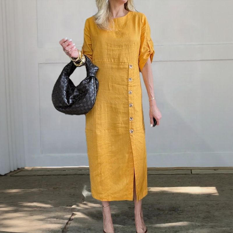Leinen-Baumwollkleid ELEANOR