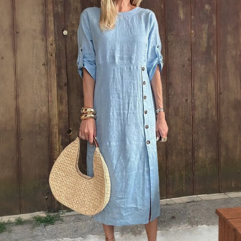 Leinen-Baumwollkleid ELEANOR