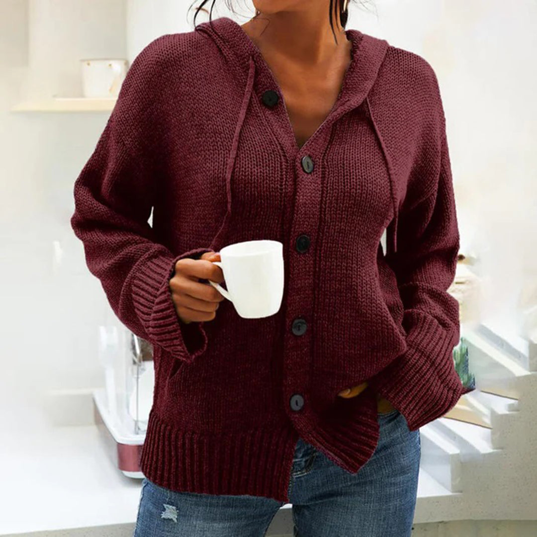 Berg-Feldt | Strickjacke mit Kapuze und Kordelzug