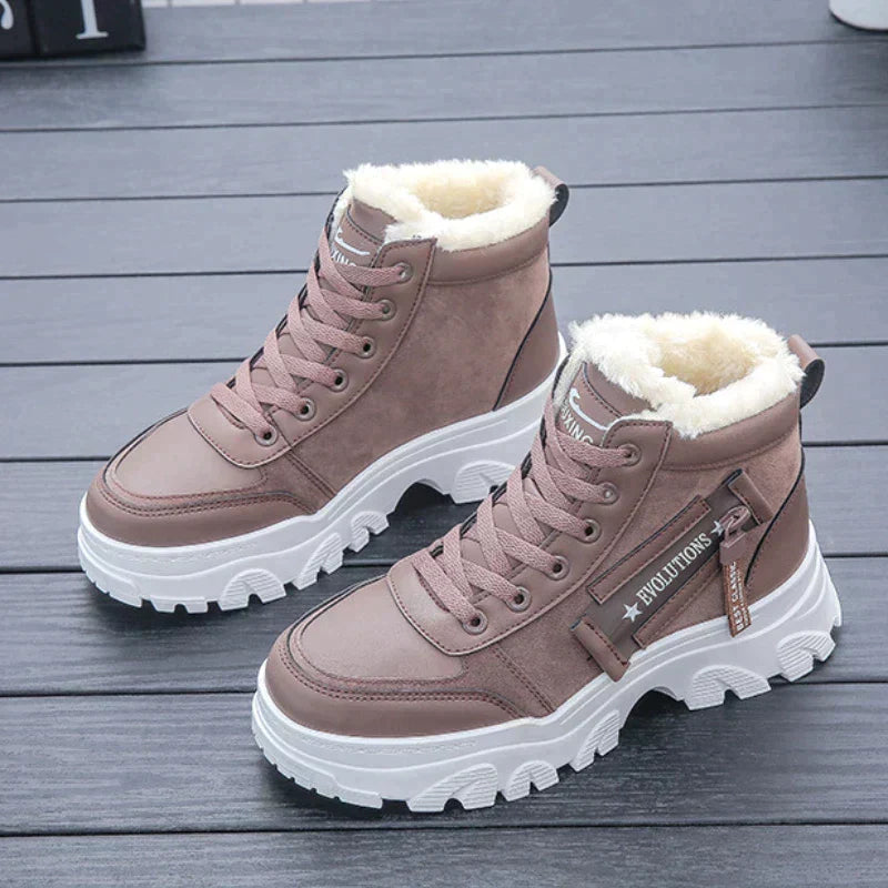 Bottes d'hiver en suédine avec fausse fourrure pour femme