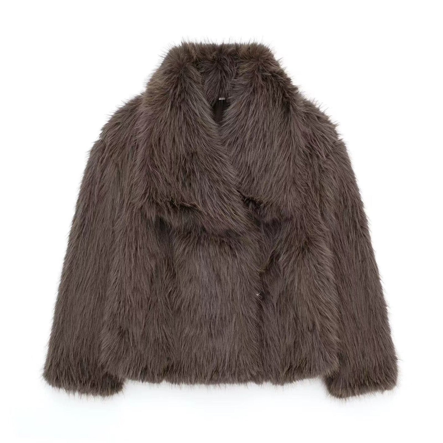 Berg-Feldt | Falsches Pelz Übergroße Jacke Plüsch Revers Wintermantel