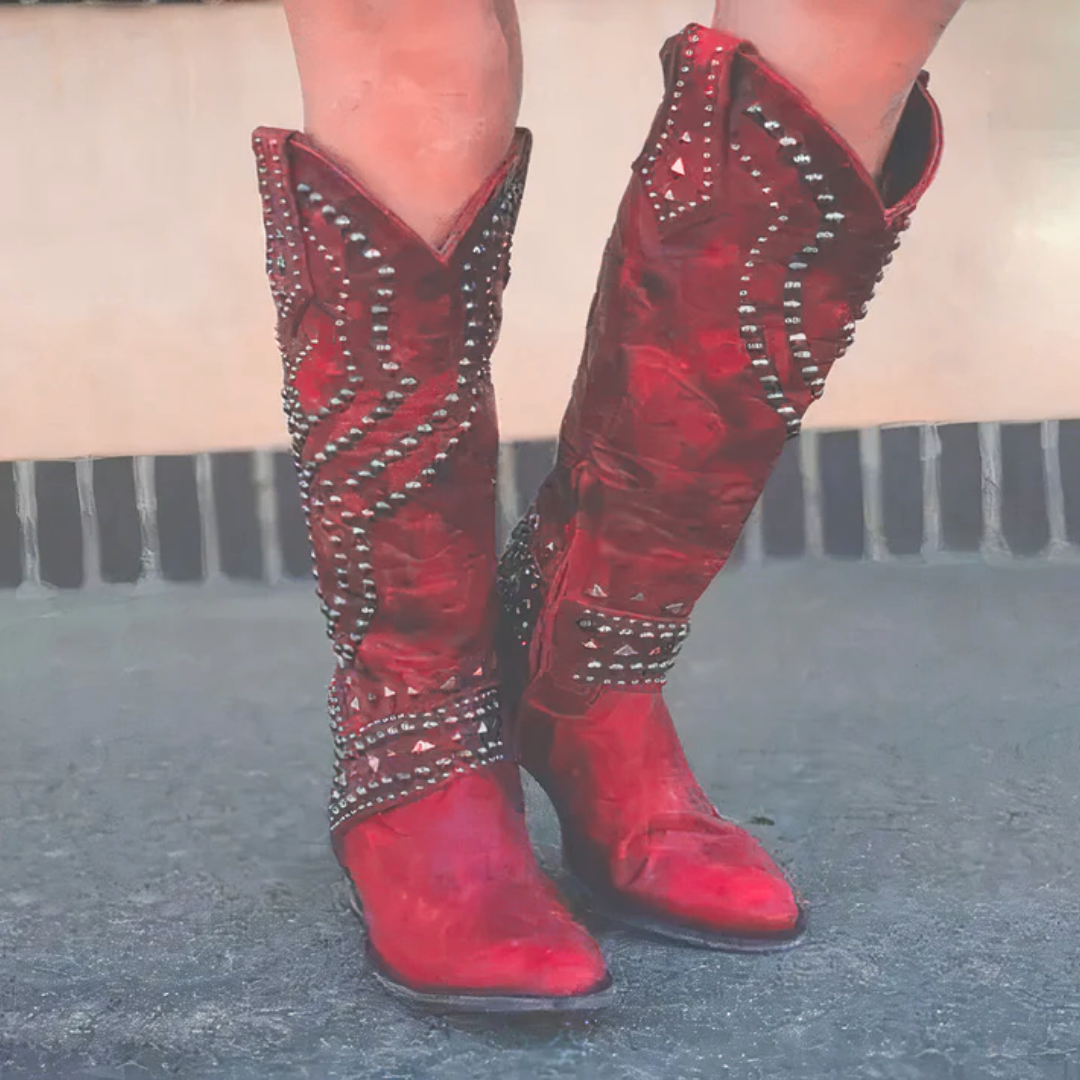 Berg-Feldt | Niete Lange Dicke Absatzstiefel