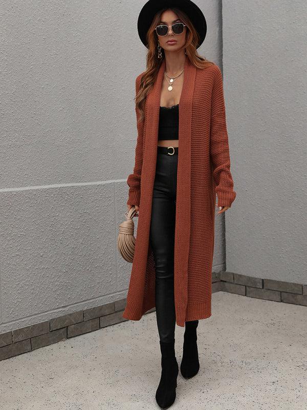 Berg-Feldt | Strickjacke - Damen Herbst Lange Länge Offene Vorderseite Strickjacke