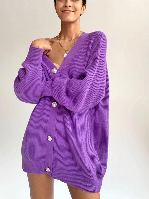Berg-Feldt | Gilet - Cardigan côtelé boutonnée pour femme, grandes tailles, automne