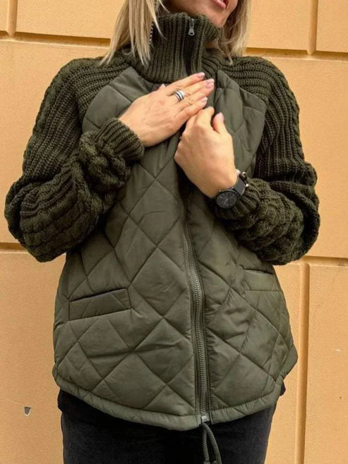 Berg-Feldt | Gesteppte Jacke Texturierte Ärmel mit Reißverschluss Funnel Neck
