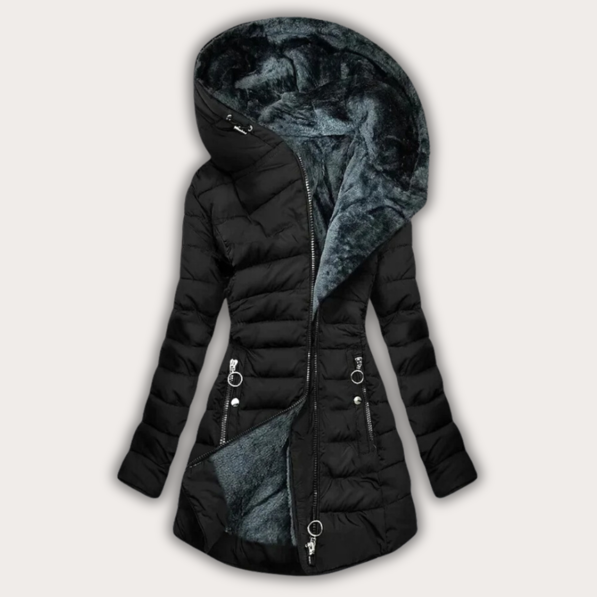 Doudoune femme avec capuche fourrée chaude