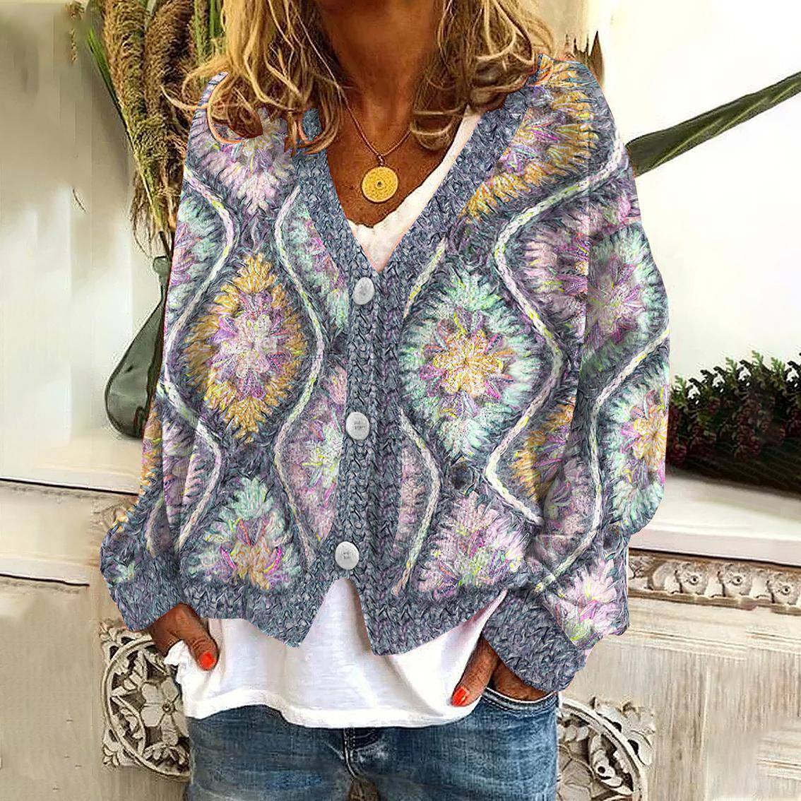 Berg-Feldt | Eleganter Damen Cardigan mit Einzigartigem Druck