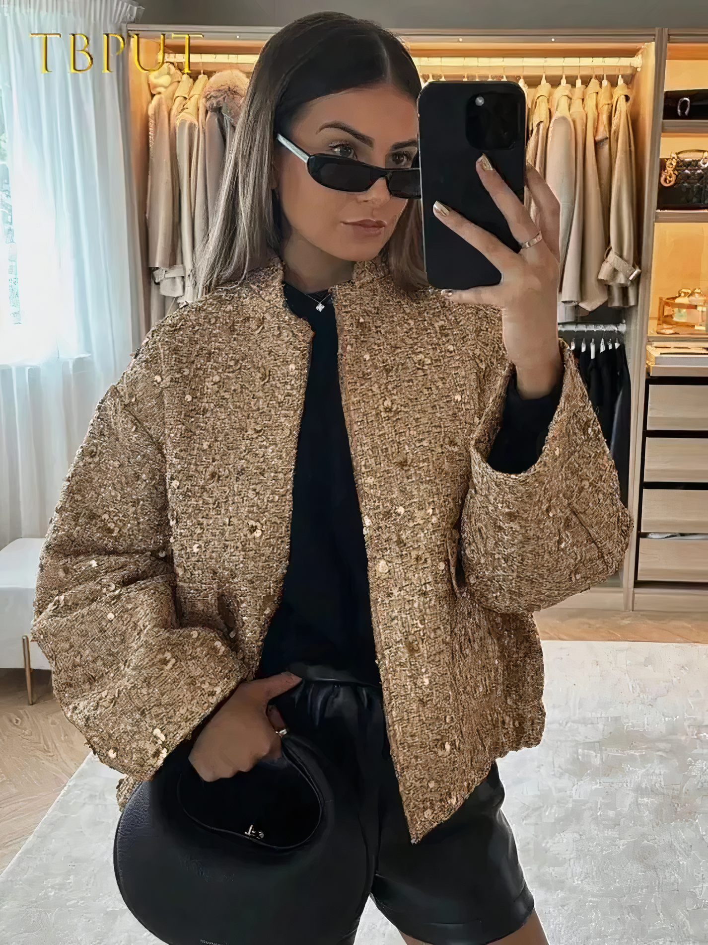 Berg-Feldt | Jacke mit goldenen Pailletten