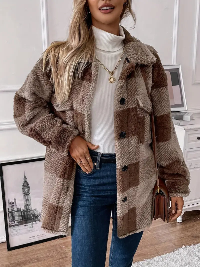 Berg-Feldt | Manteau doux à motif carreaux et fermeture boutonnée à l'avant