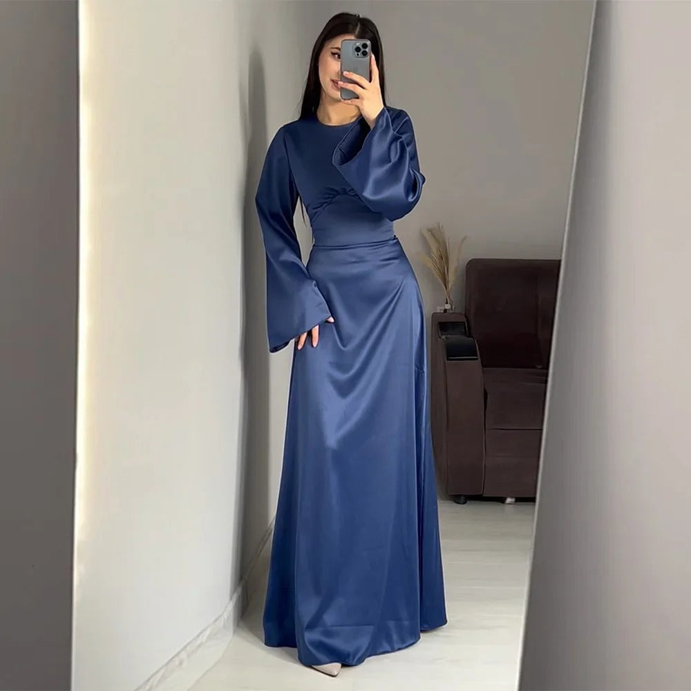 Berg-Feldt | Schickes Damen Maxikleid mit Langen Ärmeln und Tailliertem Schnitt