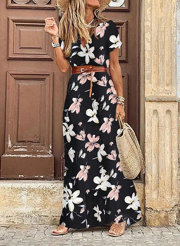 Robe florale Fudus style bohème avec col en V