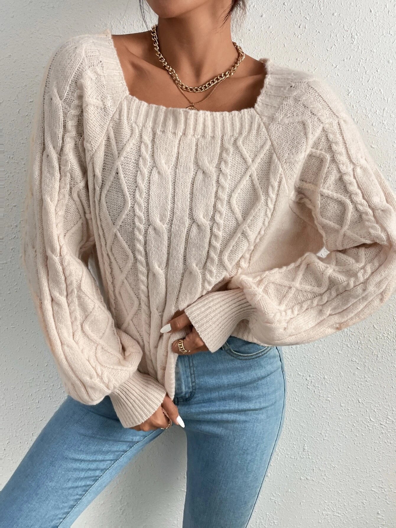 Berg-Feldt | Strickbluse mit Quadratischem Ausschnitt Weich und Elegant Kabelstrick - Berg-Feldt