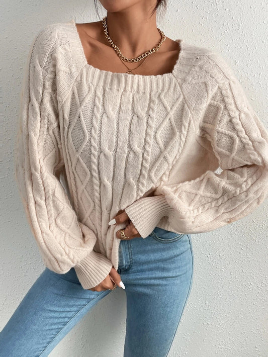 Berg-Feldt | Strickbluse mit Quadratischem Ausschnitt Weich und Elegant Kabelstrick - Berg-Feldt