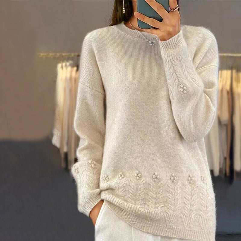 Berg-Feldt | Strickbluse mit Musterdetails Wolle Komfortabel und Elegant