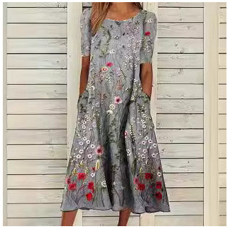 Robe en coton et lin pour femme par Fudus avec poches