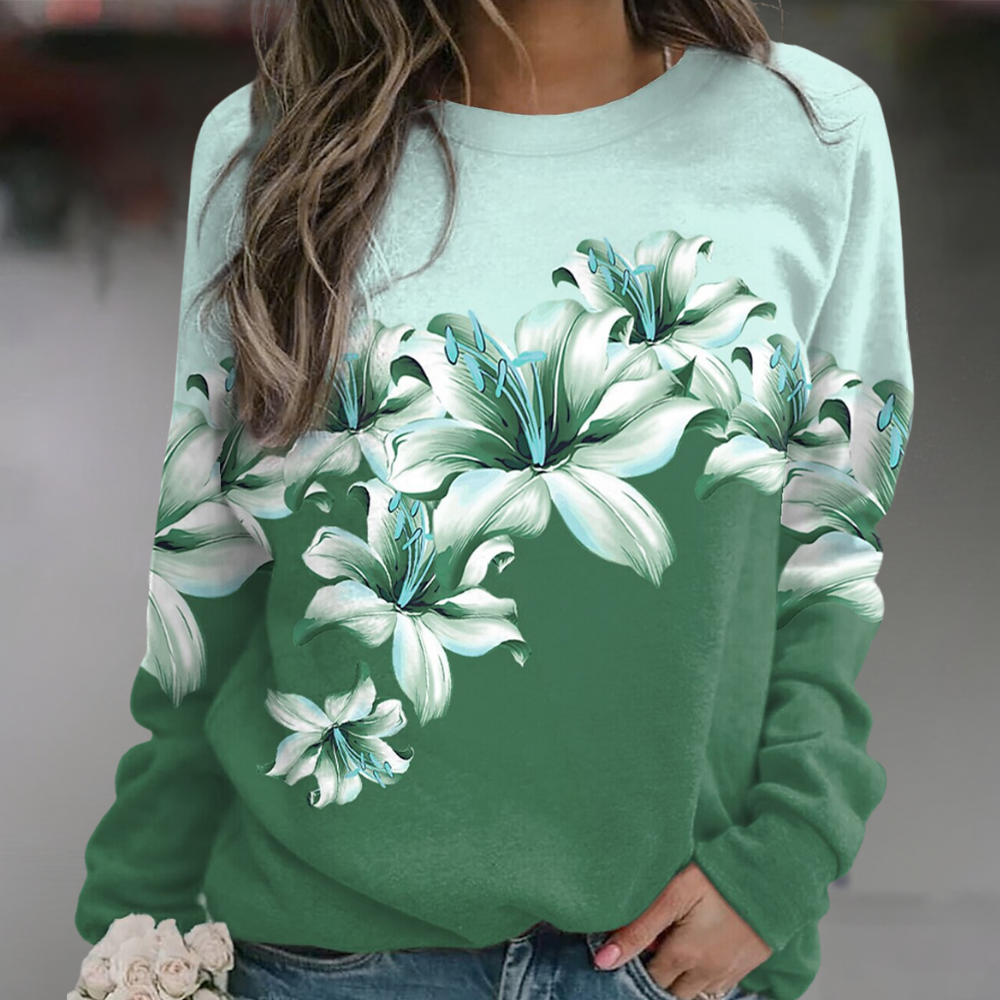 Berg-Feldt | Sweatshirt Weiches Atmungsaktives Material Bequeme Passform Floral Print Lange Ärmel