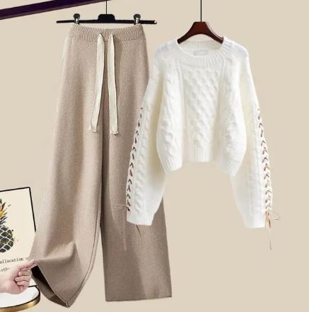 Berg-Feldt | Strickpullover Weite Lockere Beine Zweiteiliges Satz