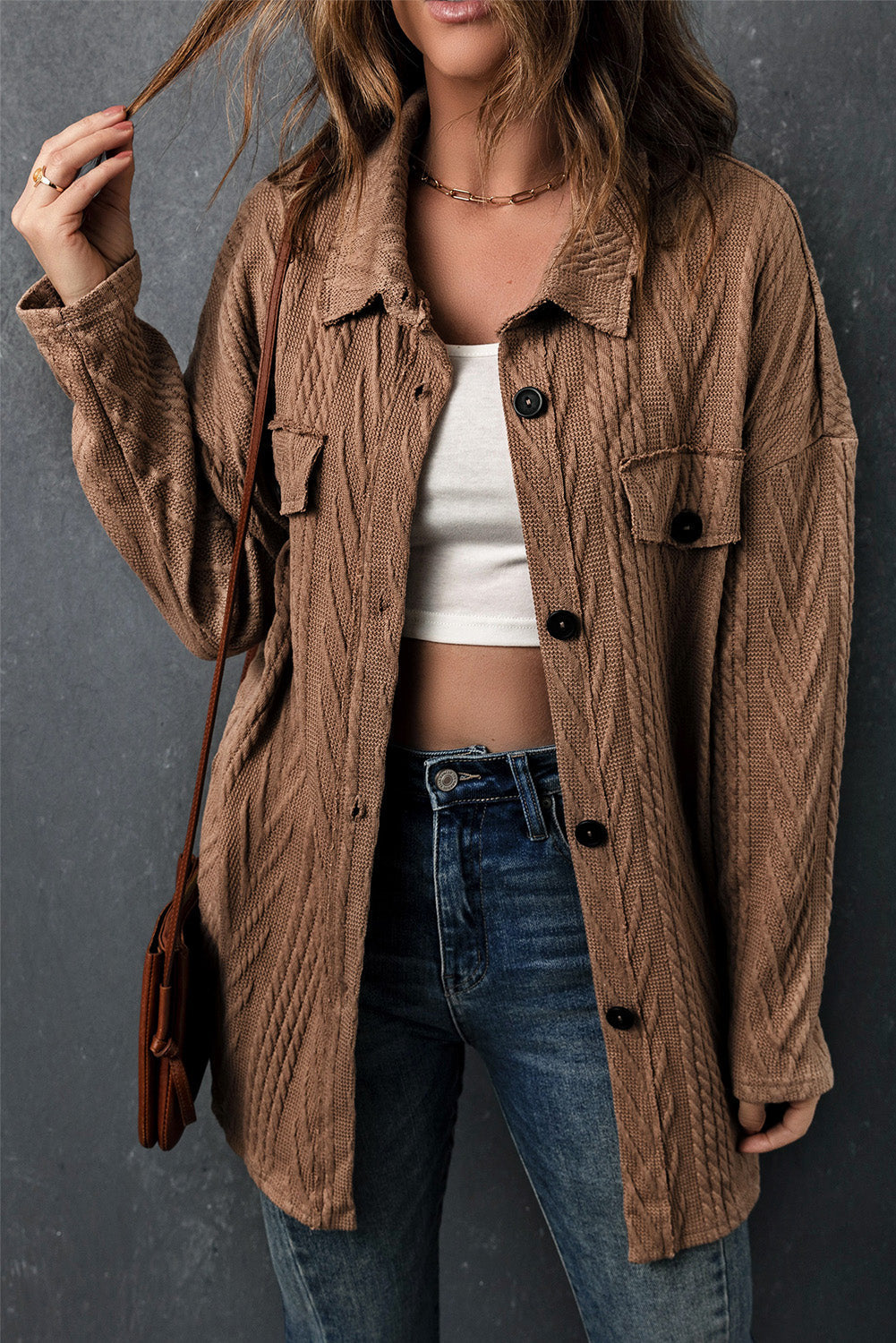 Berg-Feldt | Gestrickte Bluse mit Knopfleiste Baumwollmix Perfekt für Lagenlook