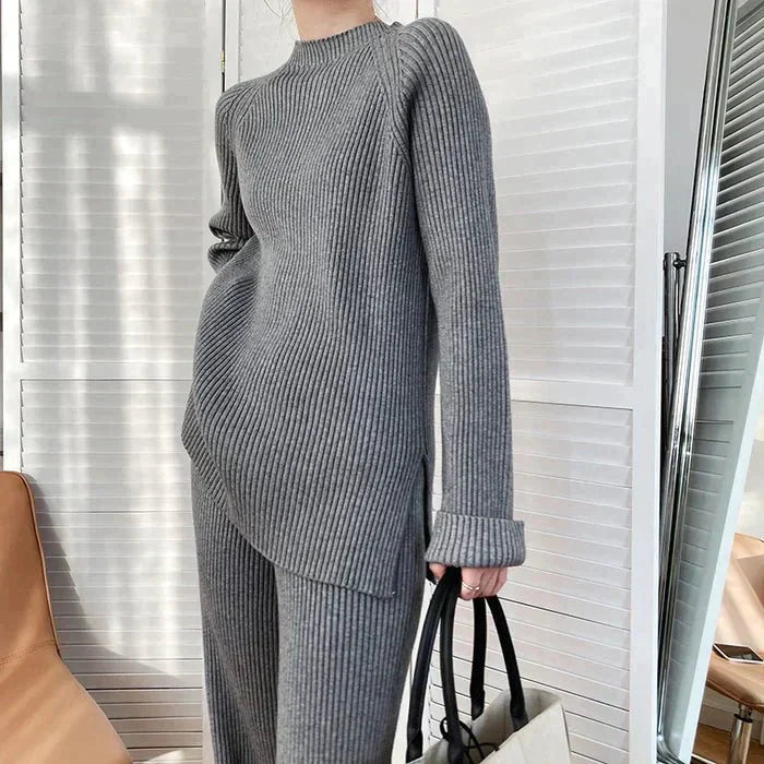Berg-Feldt | Strick Damen Pullover Satz mit Weitem Hosen