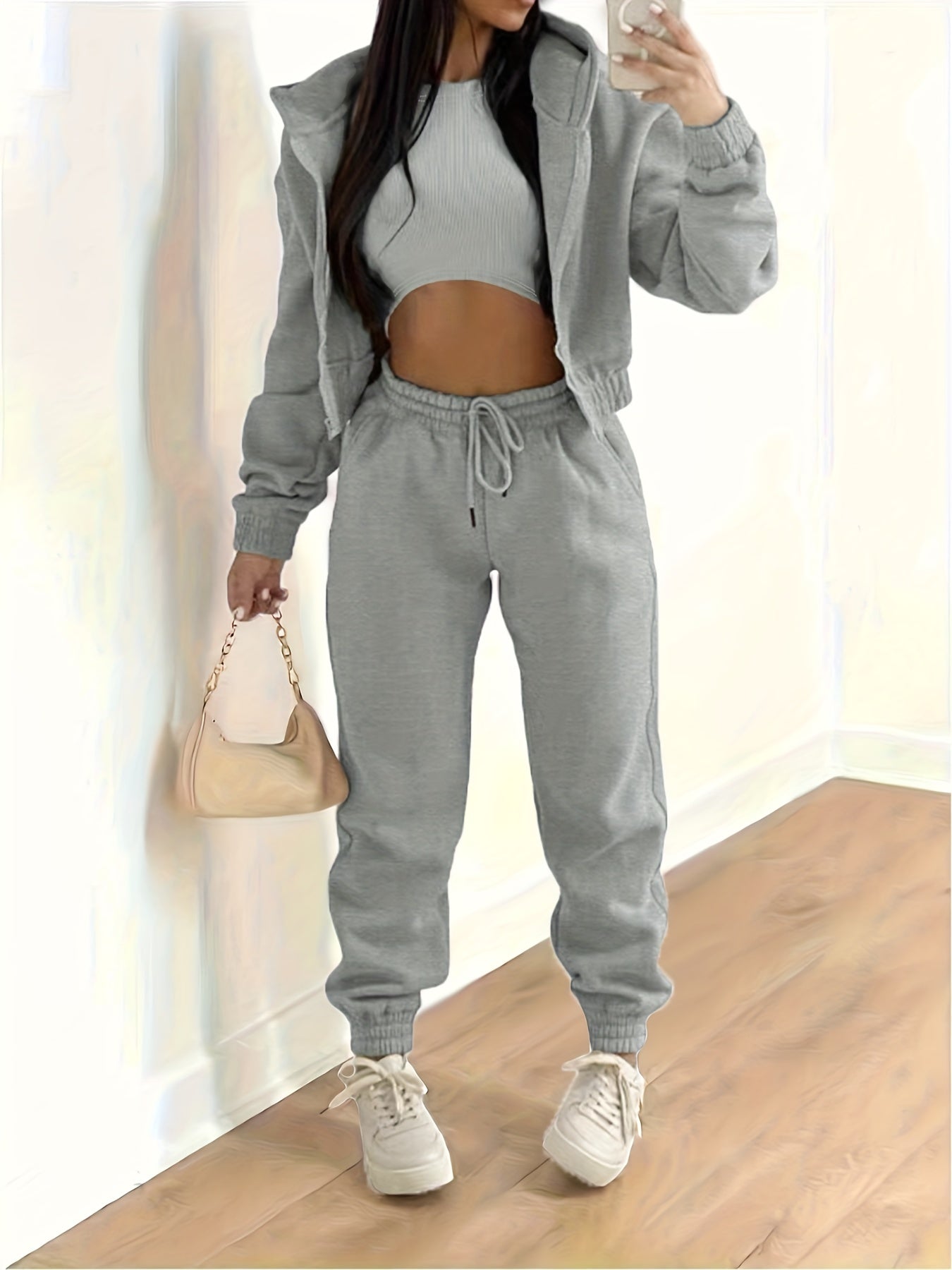 Berg-Feldt | Kapuzenjacke & Tanktop & Jogginghose Drei Teilige Satz Outfits