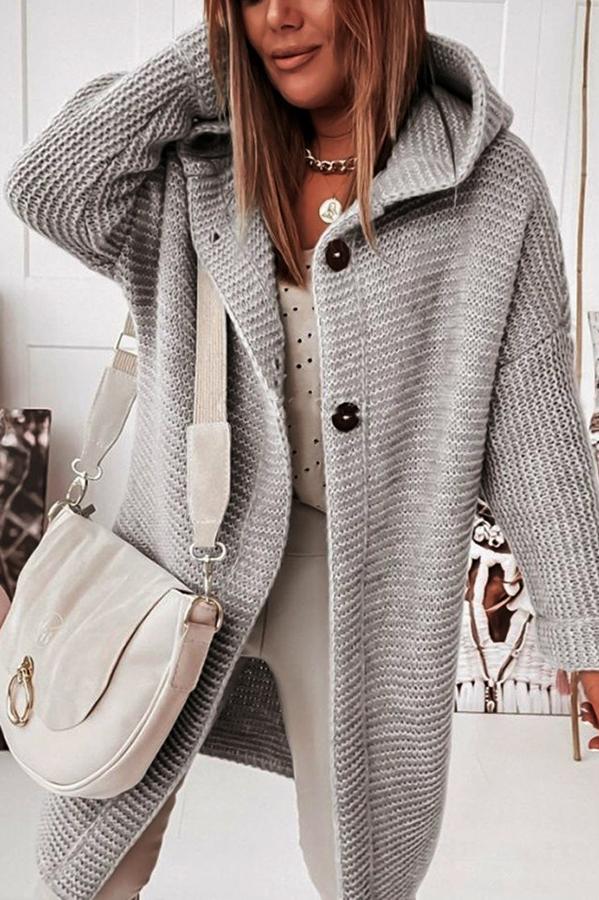 Berg-Feldt | Strickjacke mit Kapuze Lockerer Schnitt Weich und Warm