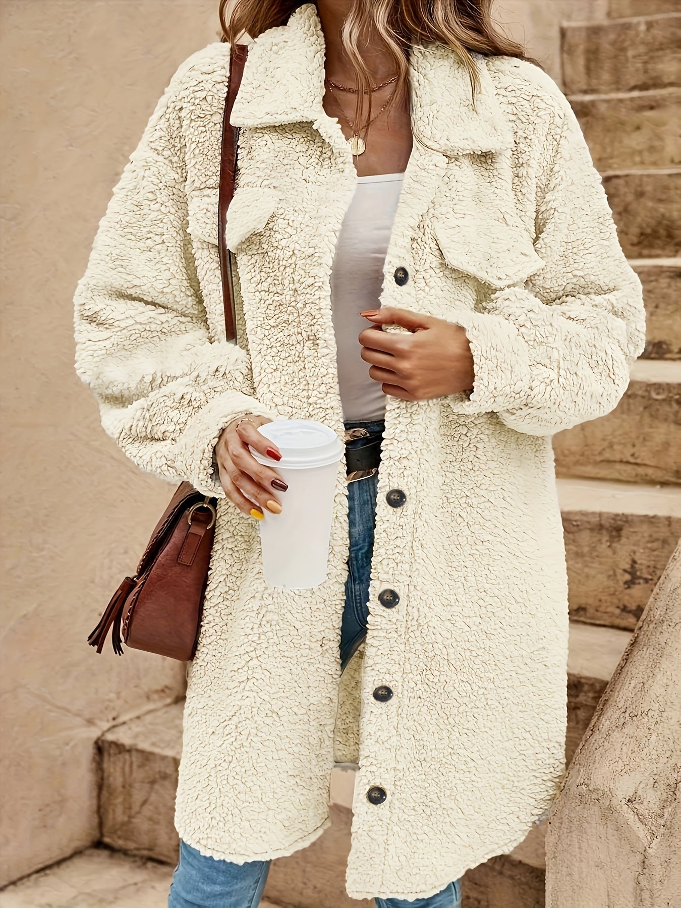 Berg-Feldt | Lange Jacke Im Sherpa-stil Polyester Warm und Stilvoll