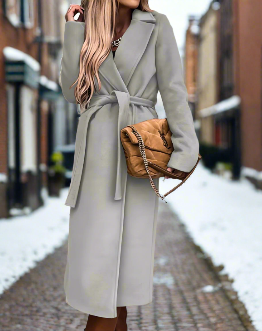 Berg-Feldt | Trenchcoat - Klassische Wollmischung - Bindegürtel - Elegante Taillierte Passform