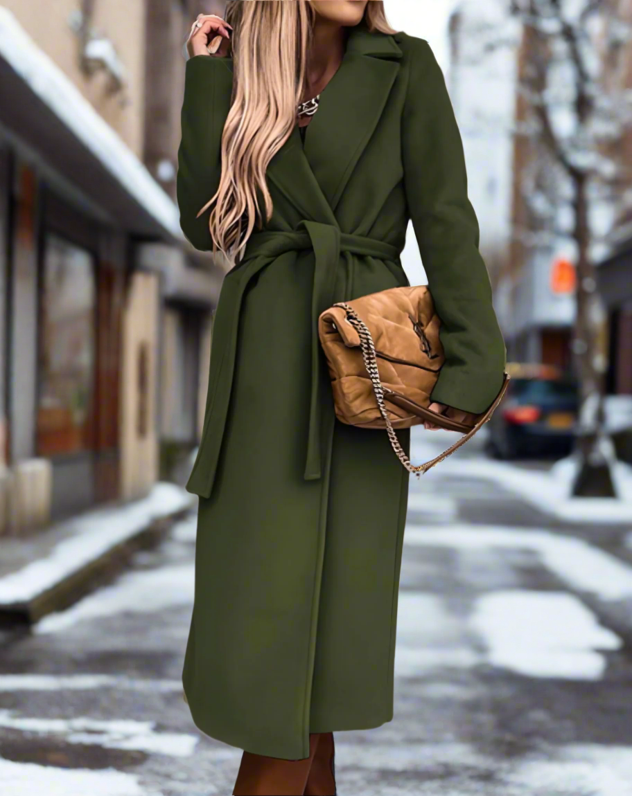 Berg-Feldt | Trenchcoat - Klassische Wollmischung - Bindegürtel - Elegante Taillierte Passform