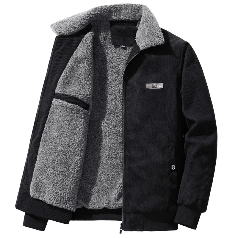 Berg-Feldt | Herren fleecegefütterte gerippte Winterjacke mit hohem Kragen