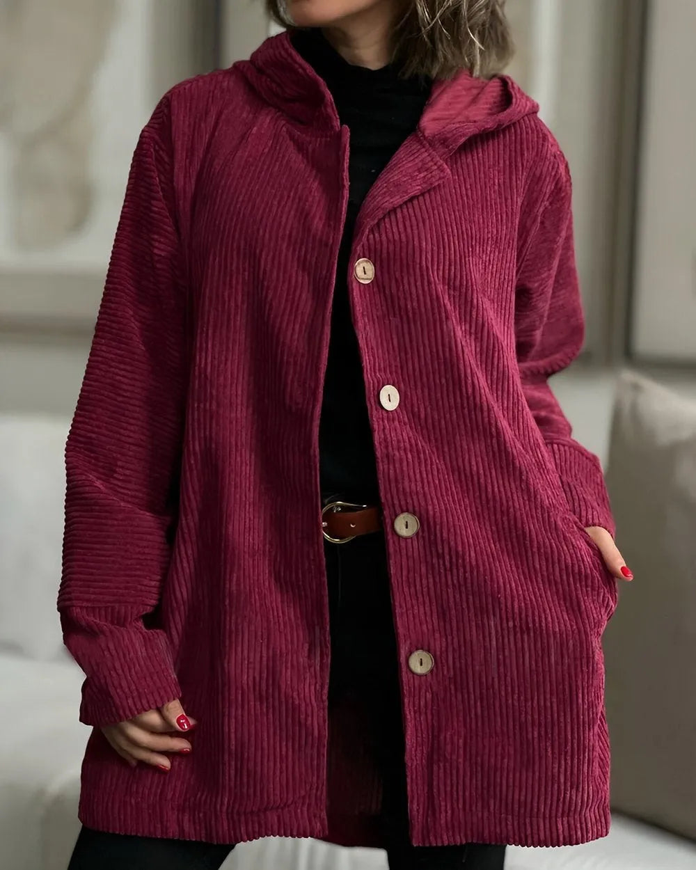 Berg-Feldt | Lässige Cordjacke mit Kapuze für Damen