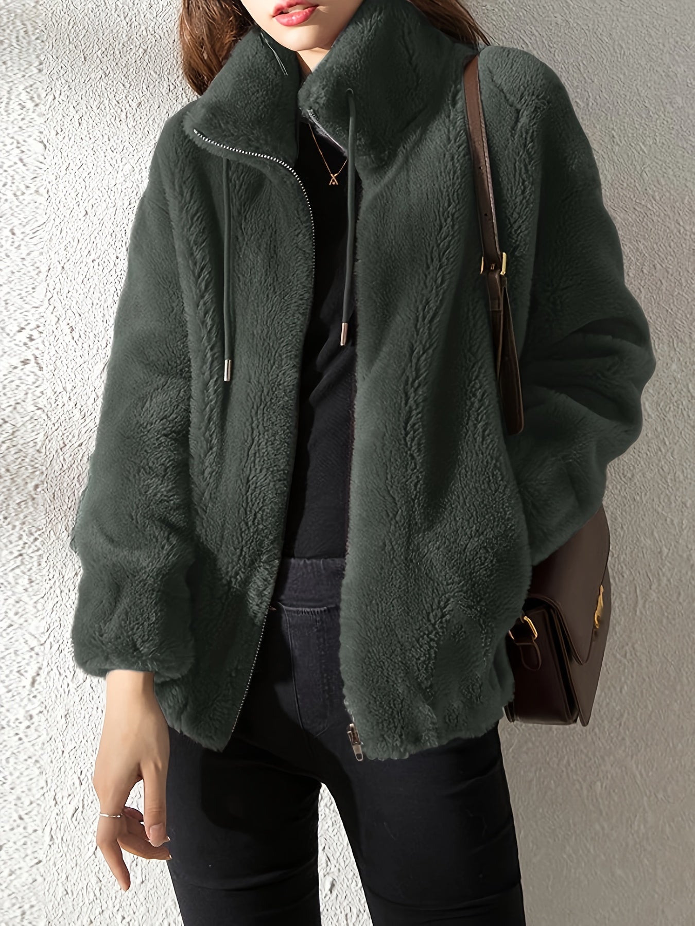 Berg-Feldt | Kapuzen Teddy-Jacke mit Kordelzug und Reißverschluss