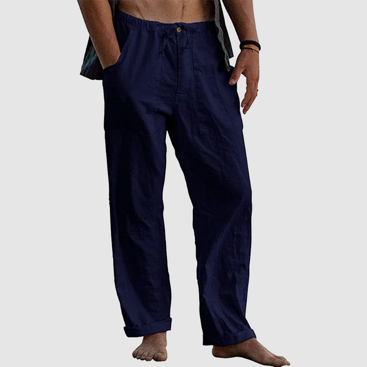 Pedro: Pantalon ample en lin pour homme avec cordon de serrage