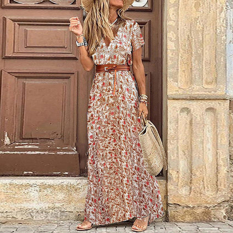 Robe florale Fudus style bohème avec col en V