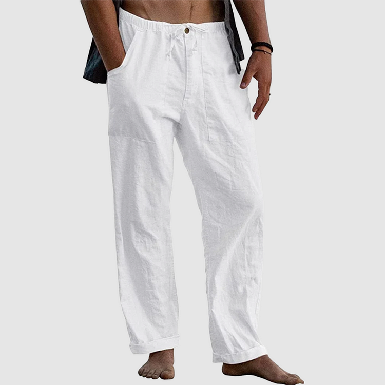 Pedro: Pantalon ample en lin pour homme avec cordon de serrage