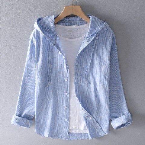 Lässig Herren Langarm-Leinenshirt mit Kapuze von berg-feldt