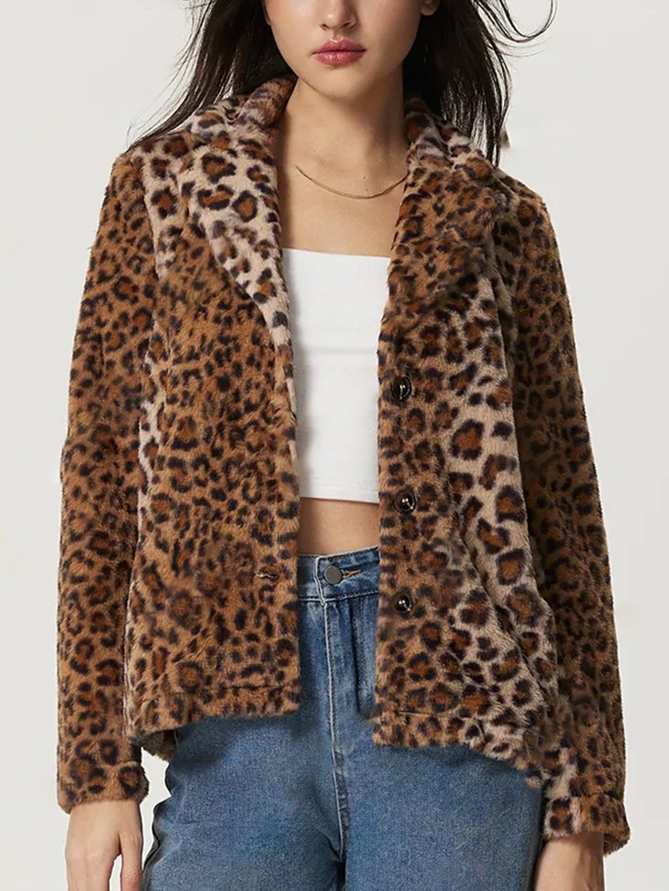 Berg-Feldt | Jacke mit Revers mit Leopardenmuster