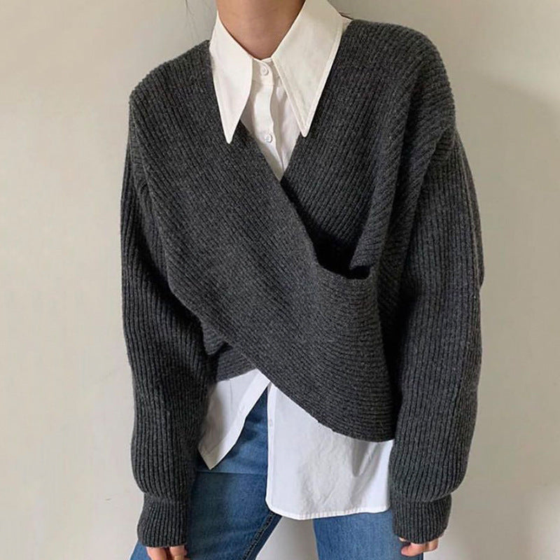 Berg-Feldt | Rippstrick-cross-over-pullover Weich und Elegant Moderne Passform