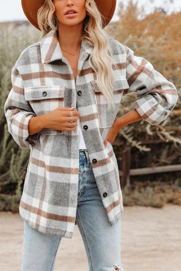 Berg-Feldt | Karierte Jacke mit Taschen für Frauen