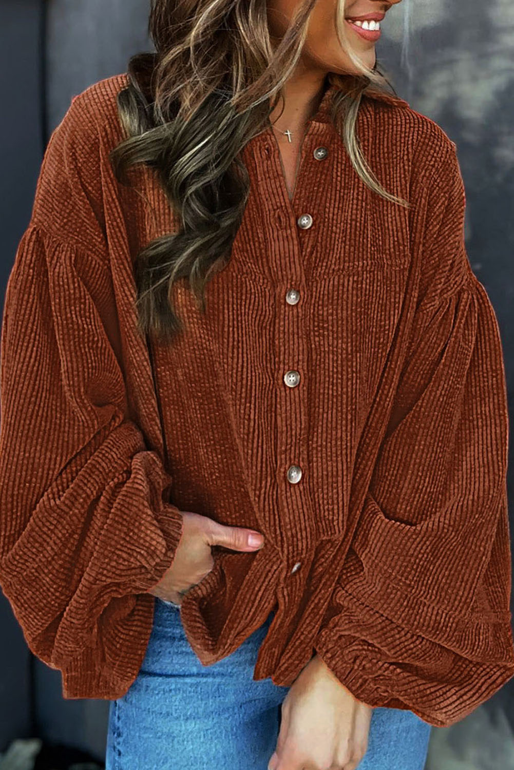 Berg-Feldt | Lockere Hemd Aus Cord Polyester Stilvoll und Bequem