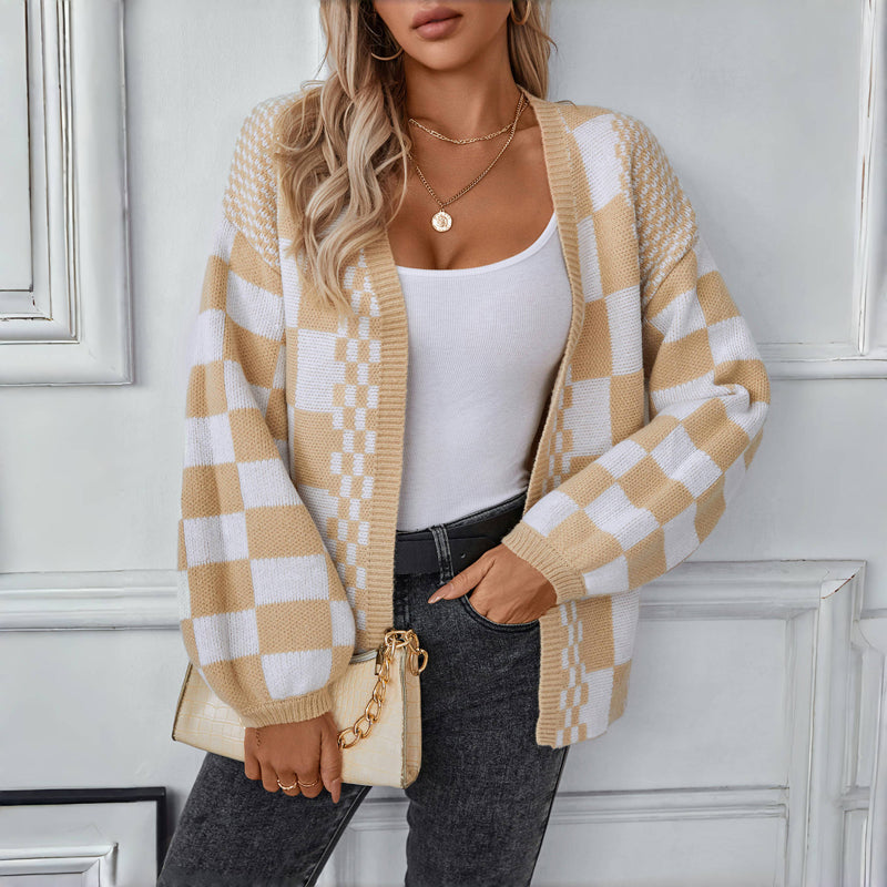 Berg-Feldt | Karierter Strick Strickjacke