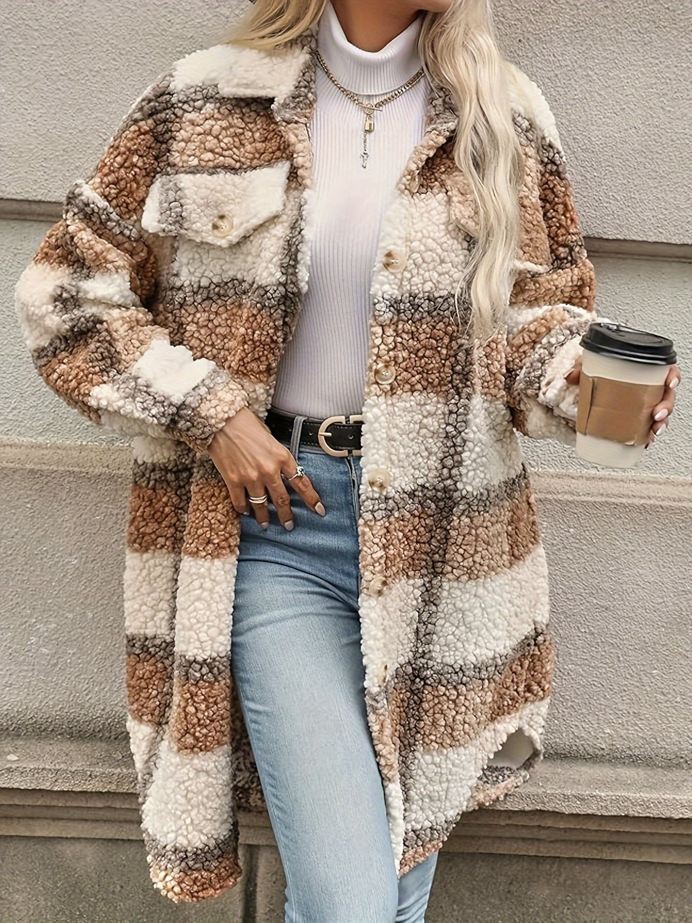 Berg-Feldt | Langarmige Jacke Aus Teddyfleece Acryl Warm und Trendy