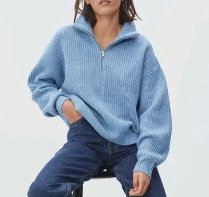 Berg-Feldt | dicker Strickpullover mit Reißverschlusskragen für lässige Wärme