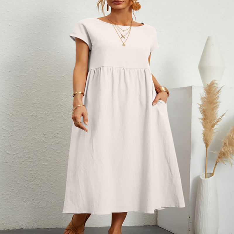 Robe sans manches en coton et lin Fudus, avec poches