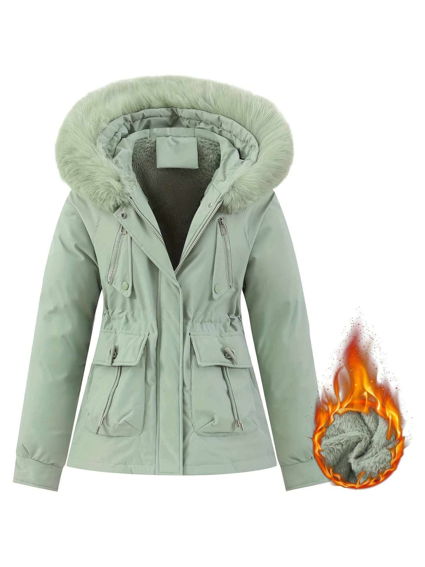 Berg-Feldt | Manteau d'hiver pour femme avec capuche en fourrure amovible